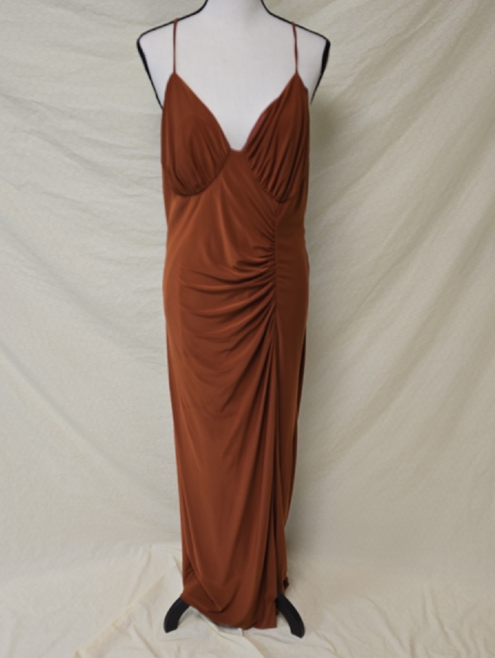 Jersey Tank Rusched Bridesmaid Dress in Rust